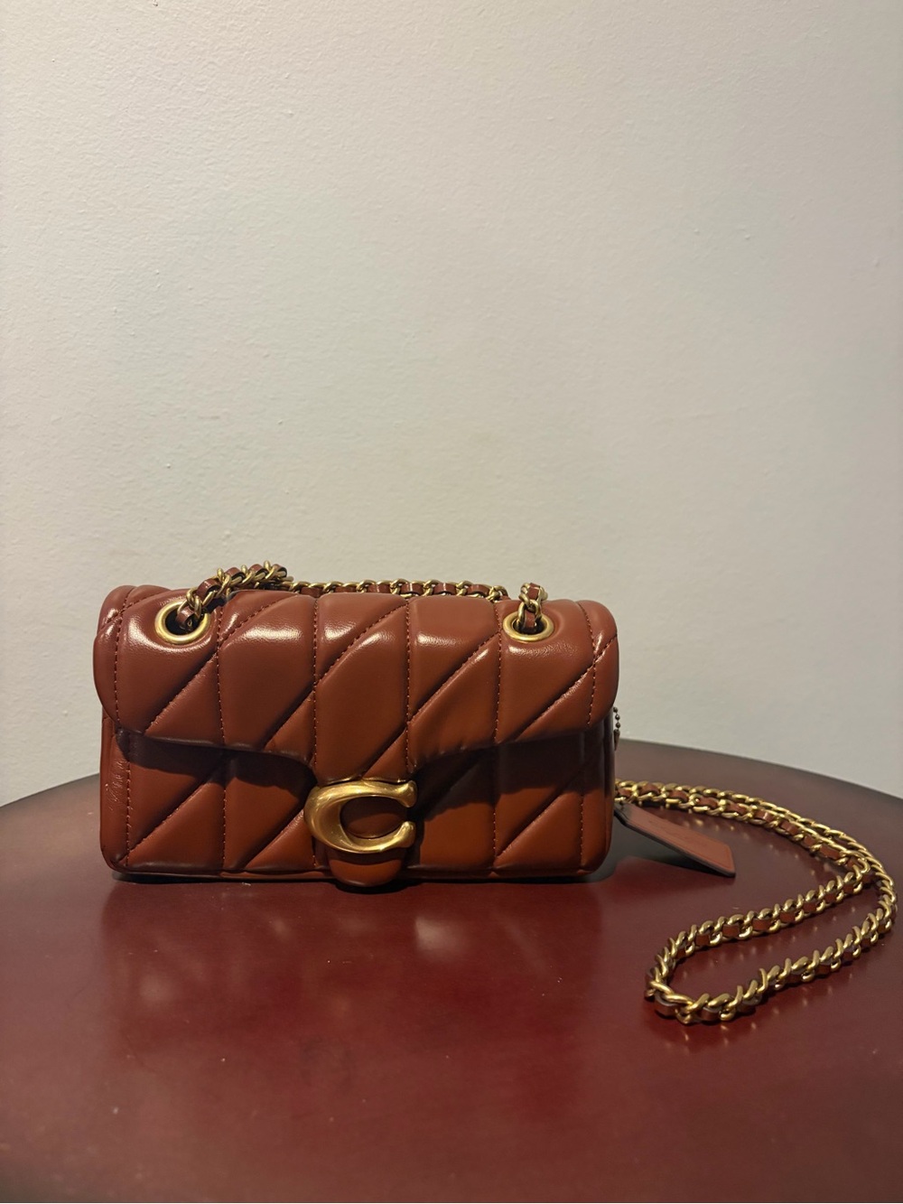 Quilted Leather Crossbody Shoulder Bag in Brown